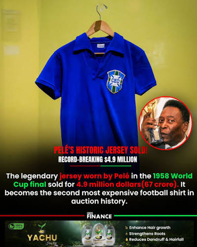 Pelé’s 1958 World Cup Final Jersey Fetches Record $4.9 Million at Auction
